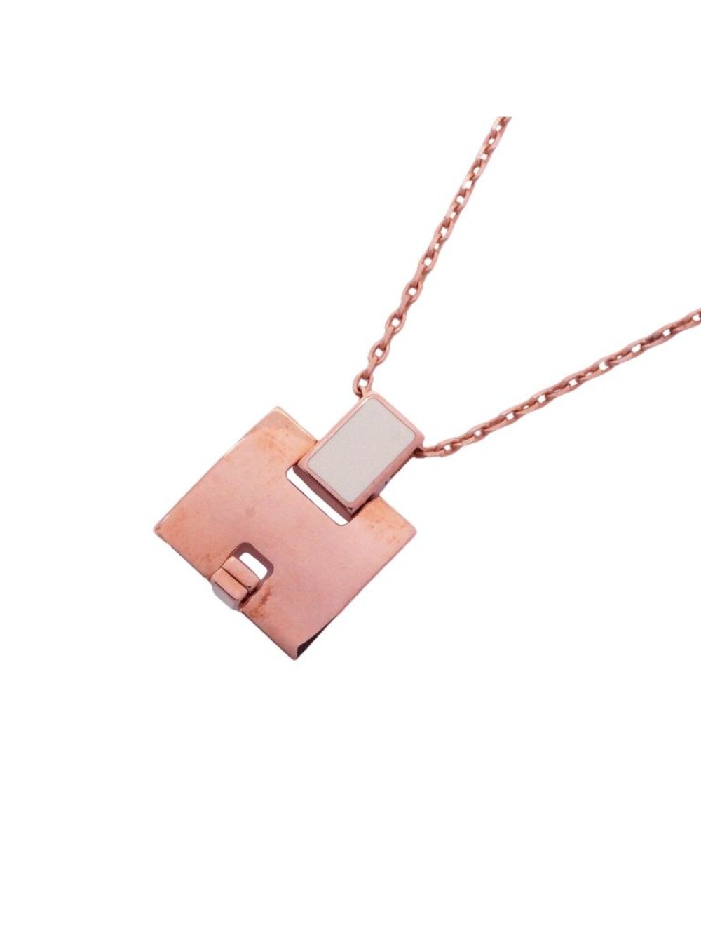 Hermes Necklace Irene Gold Plated White Pink